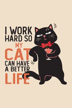 i work hard so my cat can have a better life quote on the back of a t - shirt