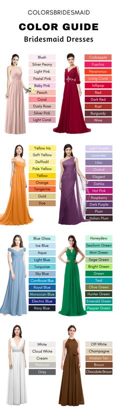 the color guide for bridesmaid dresses