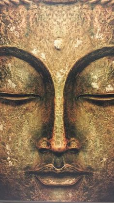 the face of a buddha statue with its eyes closed