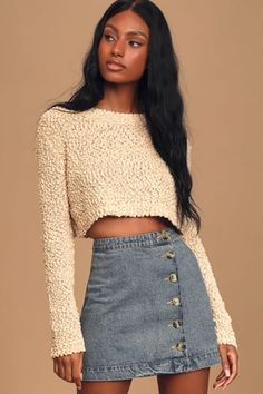 On-Trend Denim Skirts for Women | Score a Chic Denim Skirt Outfit at a Great Price | Juniors and Women's Apparel Skirt Lulus, Cute Denim Skirt, Mode Purple, Cheap Clothing Websites, Dressy Attire, Denim Skirt Outfits, Chic Skirts, Skirt Medium, Trendy Skirts