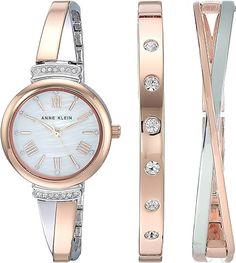 Chic and classic, these watches are comfortable, easy to wear, and display an air of everyday charm. Classic styles are upgraded with premium crystal accents for just the right amount of sparkle. Sleek and durable, ceramic watches are stylish statement pieces designed to inspire. Featuring genuine diamond accents on the dial, these watches have a chic, elevated evening look. Click the link for all the details. Anne Klein Watch, Womens Bangles, Watch Set, Bracelet Watches Women, Bangle Watches, Rose Gold Watches, Jewelry Clasps, Bangle Set, Beautiful Watches