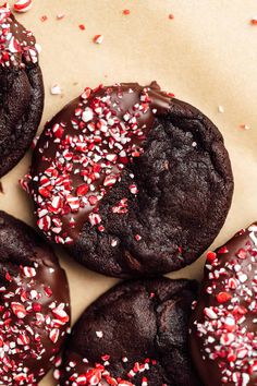 chocolate covered cookies with sprinkles on top