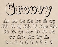 Groovy Font Groovy Retro Font Groovy Script Font Groovy 70s Font Groovy 60s Font Retro Letters Alphabet, Cute Fonts Alphabet Simple Hand Lettering, Funky Bubble Letters, Cute Font Handwriting, Retro Writing Font, Funky Writing Fonts, Retro Number Font, Different Bubble Letter Fonts, Writing Font Ideas