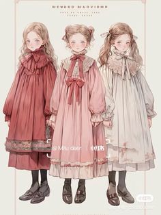 three children's dresses with bows and collars