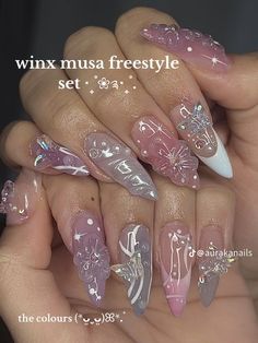 Y2k Jelly Nails, Txt Nails, Floral Nail Designs, Pretty Gel Nails, Nail Swag, Nailed It, Minimalist Nails, Fire Nails, Funky Nails