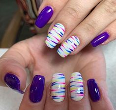 Square Nail Designs, Pretty Nail Art Designs, Striped Nails, Nails 2023, Short Acrylic Nails Designs, Pink Nail