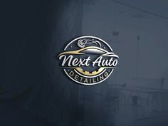 the next auto detailing logo is shown on a dark blue background with gold foiling