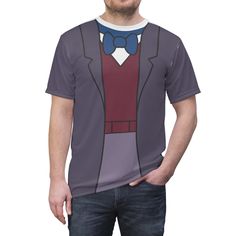 a man wearing a t - shirt with a bow tie and tuxedo on it