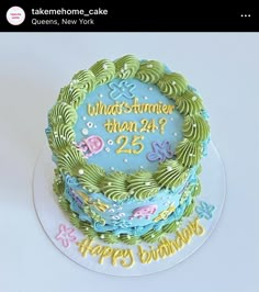 a birthday cake decorated with the words whats - summer, then - 24?