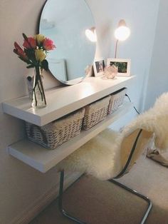 an instagram page with a photo of a vanity and flowers