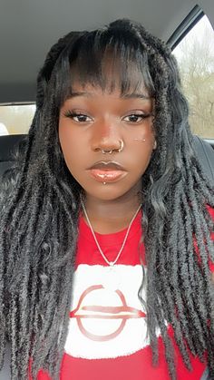 Locs With Straight Bangs, Locs With Fringe, Bangs With Locs, Dreads With Bangs, Bangs Inspo, Micro Bangs, Partial Dreads, Loc Goddess