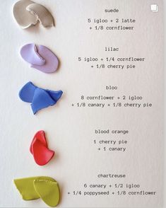 the instructions for how to make origami flowers in different colors and shapes on paper