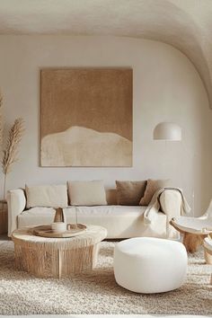 Incorporate organic neutrals for a natural, modern aesthetic in your living space. #OrganicDecor #ModernLiving #NeutralHome Modern Southwest Living Room, Living Room Terracotta, Southwest Living Room, Southwest Living, Sand Clay, Minimalistic Home, Living Room Decor Neutral, Japanese Minimalism, Organic Decor