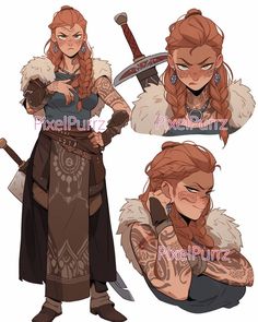 Vikings Female, Modern Viking, Woman Viking, Viking Clothes Women Drawing, Character Design Medieval, Viking Female, Character Design Inspiration Female, Norse Character Design, Barbarian Character Design