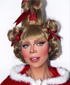 Who Makeup, Christmas Elf Makeup, Work Makeup Looks, Whoville Costumes, Whoville Hair, The Grinch Who Stole Christmas, Xmas Costumes