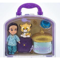 an action figure in a purple plastic case