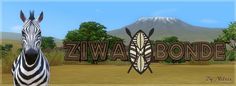 a zebra standing in front of a sign that says zhwazabonde with mountains in the background