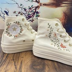 Converse Embroidery, Flowers Shoes, Wedding Sneakers, Dr Shoes