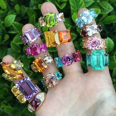 Jewel Rings, Stacking Jewelry, Colourful Jewellery, Boho Jewels, Jane Taylor, Gift Suggestions, Rainbow Jewelry, Colored Stones, Jairzinho