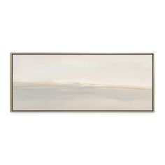 an abstract painting with white and grey colors on the wall, framed in gold frame