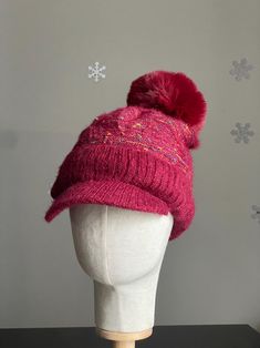 Women's Winter Hat With Brim, Pom Pom Hat, Knitted Hat, Knit Winter Hat, Warm Hat, Gift for Her, Ladies Hat, Cute Hat, Visor Winter Hat - Etsy Knit Winter Hat, Cute Hat, Hat Knit, Winter Hats For Women, Pom Pom Hat, Cute Hats, Knitted Hat, Winter Knits, Cozy Knits