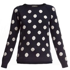 Emmy Long Sleeve Polka Dot Jumper (M) | Rumour London | Wolf & Badger Extra Long Sleeve Sweater, Wool Knitted Dress, Dot Shirt, Blue Long Sleeve Tops, Polka Dot Sweater, Blue Jumper, Blue Long Sleeve Shirt, Long Sleeve Jumper, Polka Dot Shirt