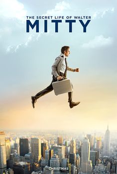 the secret life of walter mitty poster with man in suit and tie flying through the air