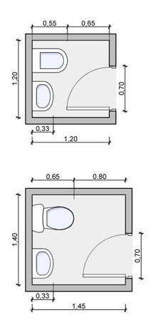 two drawings of a bathroom with toilet, sink and bathtub in the same area