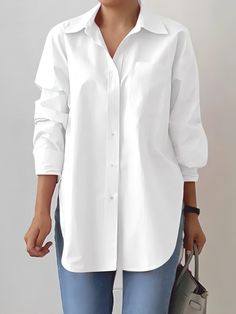 Women's Elegant Shirt Top Solid Color Lapel Long Sleeve Top Cheap Clothing, Elegant Shirt, Women Shirts Blouse, Cheap Clothes, Solid Tops, Clothing Women, Shirt Top, Long Sleeve Top, Shirt Blouses