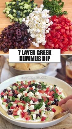 several different types of hummus dips on a plate with the title overlay