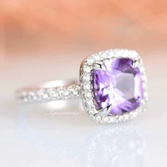 Elegant Lavender Crystal Wedding Ring, Classic Amethyst Ring With Cubic Zirconia Accent Stones, Elegant Lavender Crystal Ring For Weddings, Classic Amethyst Ring With Accent Stones In Cubic Zirconia, Classic Amethyst Ring With Accent Stones, Elegant Amethyst Rings For Wedding, Elegant Lavender Promise Rings, Elegant Amethyst Wedding Ring With Center Stone, Classic Purple Jewelry For Promise