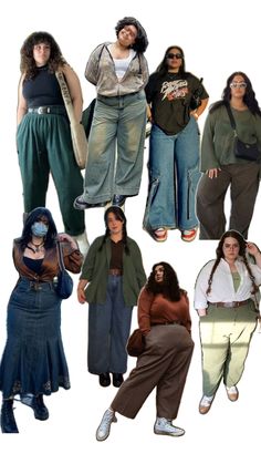 Grunge Camping Outfits, Big People Outfits, Plus Size Baggy Pants, Plus Size Moodboard, 45 Year Old Women Fashion Plus Size, Style Inspiration Midsize, Midsize Fitness Aesthetic, Baggy Pants Outfit Aesthetic, Midsize Capsule Wardrobe