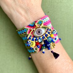 Carmina Woven Bracelets - Bootsologie Trendy Bracelet, Eye Bracelets, Good Luck Bracelet, Trendy Bracelets, Bohemian Bracelets, Beautiful Handbags, Woven Bracelets, Teal And Pink, Evil Eye Bracelet