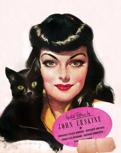 a magazine cover with a woman and a black cat on it's front page