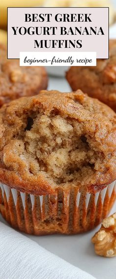 Image for Best Greek Yogurt Banana Muffins Desserts With Greek Yogurt Healthy, Protien Muffins Greek Yogurt, Banana Muffins With Yogurt Recipe, Baking With Plain Greek Yogurt, Protein Muffins Greek Yogurt, Moist Protein Muffins, Protein Packed Muffins, Greek Yogurt Protein Muffins, Ways To Use Yogurt