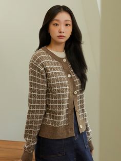 Editor's NotesTweed Cardigan is a tweed cardigan that is warmer with high-content wool material. Added detail with luxurious D/P buttons.- Unique tweed texture allows for points when worn alone- Round neck and wide front hem detail- Solid sleeve and hem Measurements(in.)Size: One size- Length: 20.9 in.- Shoulder: 15.7 in.- Chest: 18.5 in. - Sleeve length: 22.8 in. - Sleeve hem: 4 in.*Model info: Height 5ft 6. / Bust: 24 in. / Waist: 18.9 in. / Hip: 27 in.Composition & Care- 80% Wool, 20% Nyl Kim Dami Instagram, Casual Tweed Cardigan For Work, Fall Tweed Cardigan For Work, Fall Tweed Workwear Cardigan, Long Sleeve Tweed Cardigan For Winter, Fall Tweed Long Sleeve Cardigan, Brown Button-up Tweed Jacket For Winter, Winter Tweed Cardigan For Work, Winter Workwear Tweed Cardigan