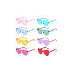 8 Pares De Lindos Óculos De Sol Em Forma De Coração Sem [u] Sunglasses Accessories