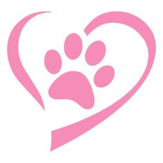 a pink heart with an image of a dog's paw in the shape of a heart