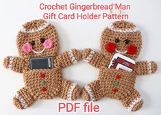 Crochet Gift For Grandma, Gingerbread Man Gift, Crochet Gingerbread, Gingerbread Cards, Ornament Crochet, Crochet Christmas Ornaments Free, Crochet Ornament Patterns