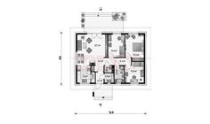 the floor plan for a small house with three rooms and one bedroom, two bathrooms