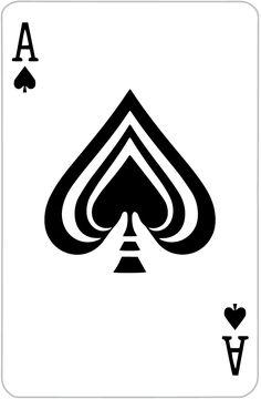 a playing card with spades on the front and back sides, in black and white