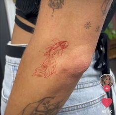 Solid Sleeve Tattoo, Small Arm Tattoos Aesthetic, Faded Red Ink Tattoo, Red Filler Tattoo, Red Accent Tattoo, Red Minimal Tattoo, New Years Tattoo, Not Basic Tattoos, Dainty Knee Tattoo