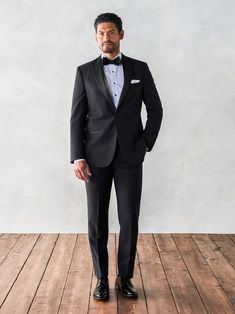 Classic Black Tie Suits With Long Sleeves, Classic Long Sleeve Suits For Black Tie Event, Winter Formal Slim Fit Pants, Winter Black Tie Tuxedo With Notch Lapel, Formal Tuxedo Pants With Suit Collar, Wool Tuxedo With Notch Lapel For Black Tie Events, Fitted Wool Tuxedo Suit, Wool Tuxedo For Black-tie Events With Welt Pockets, Wool Tuxedo With Welt Pockets For Black-tie Events