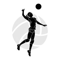 a basketball player jumping up to hit the ball with his racket silhouetted on a white background