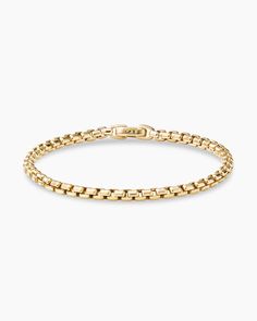 DY Bel Aire Box Chain Bracelet in 18K Yellow Gold, 4mm David Yurman Chain Bracelet, Yurman Bracelet, Dope Jewelry Accessories, David Yurman Bracelet, Bracelet Box, Luxe Jewelry, Dope Jewelry, Stacked Jewelry, Gold Bracelet Chain