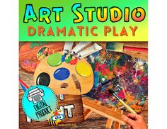 the art studio dramatic play book is open and ready to be used for children's artwork