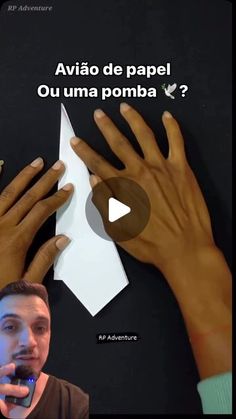 two hands reaching up towards each other with the words avao de papel ou uma pomba?