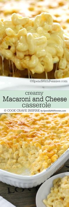 macaroni and cheese casserole is being served