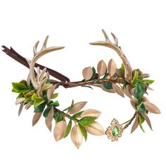 PRICES MAY VARY. UNIQUE DESIGN: Our Fairy Antler Crown features an elegant V-shape design adorned with laurel leaves and deer antler decorations on either side. Its delicate and intricate craftsmanship exudes a forest-like ambiance, making you the most unique person at any party or event. HANDCRAFTED: Each of our flower crown is handcrafted to perfection, ensuring that no two pieces are alike. It takes a significant amount of time and effort to create every piece, which makes it all the more spe Forest Crown Diy, Nature Fairy Costume, Antlers Cosplay, Ren Faire Costume Deer, Desert Fairy, Cottagecore Headscarf, Ren Fair Flower Crown, Woodland Fairy Crown, Deer Flower Crown