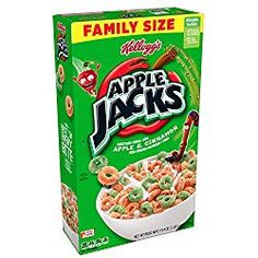 an apple jacks cereal box is shown